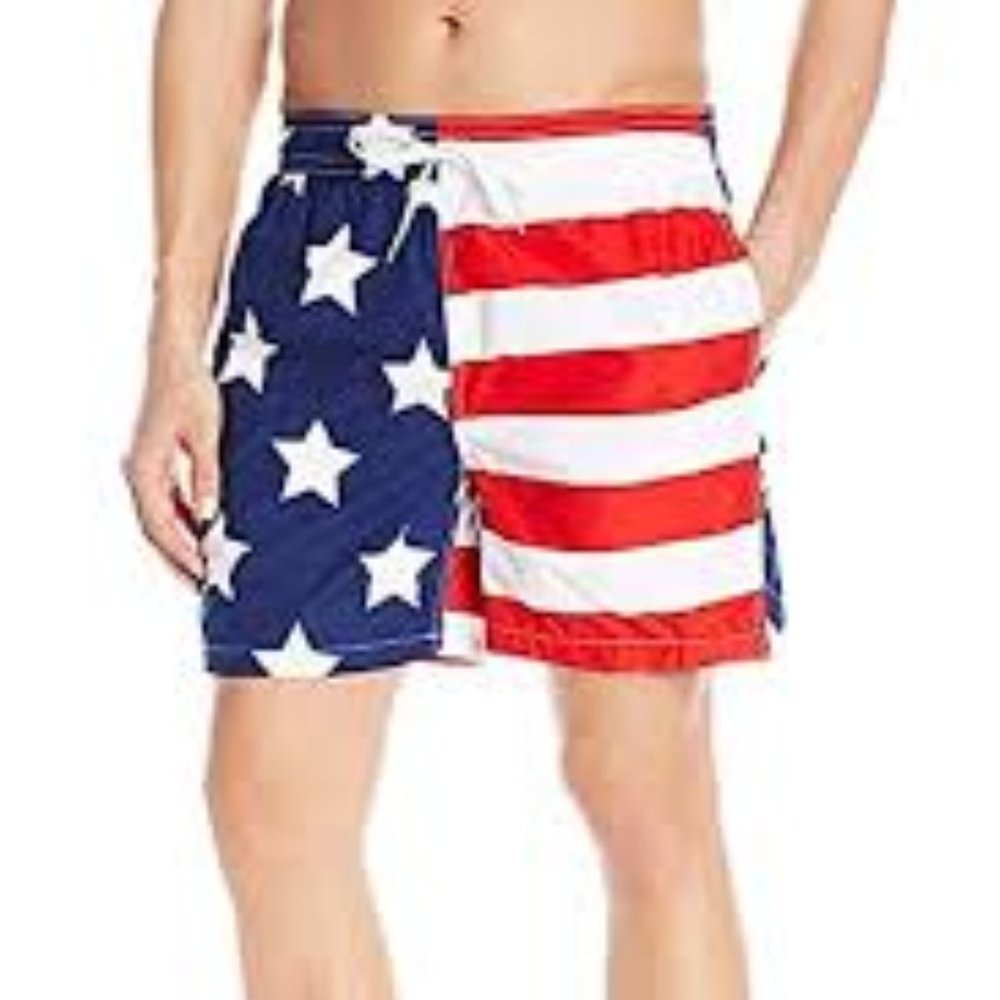 Kanu Surf Boys Patriotic Swim Trunks, Flag New With Tags Size 4T